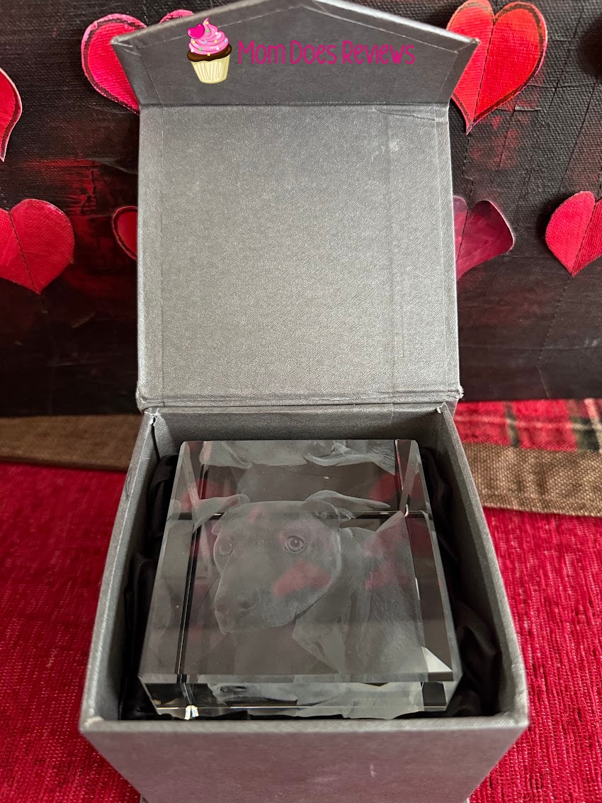 Beyond Memories Crystal Cube inside of the gift box