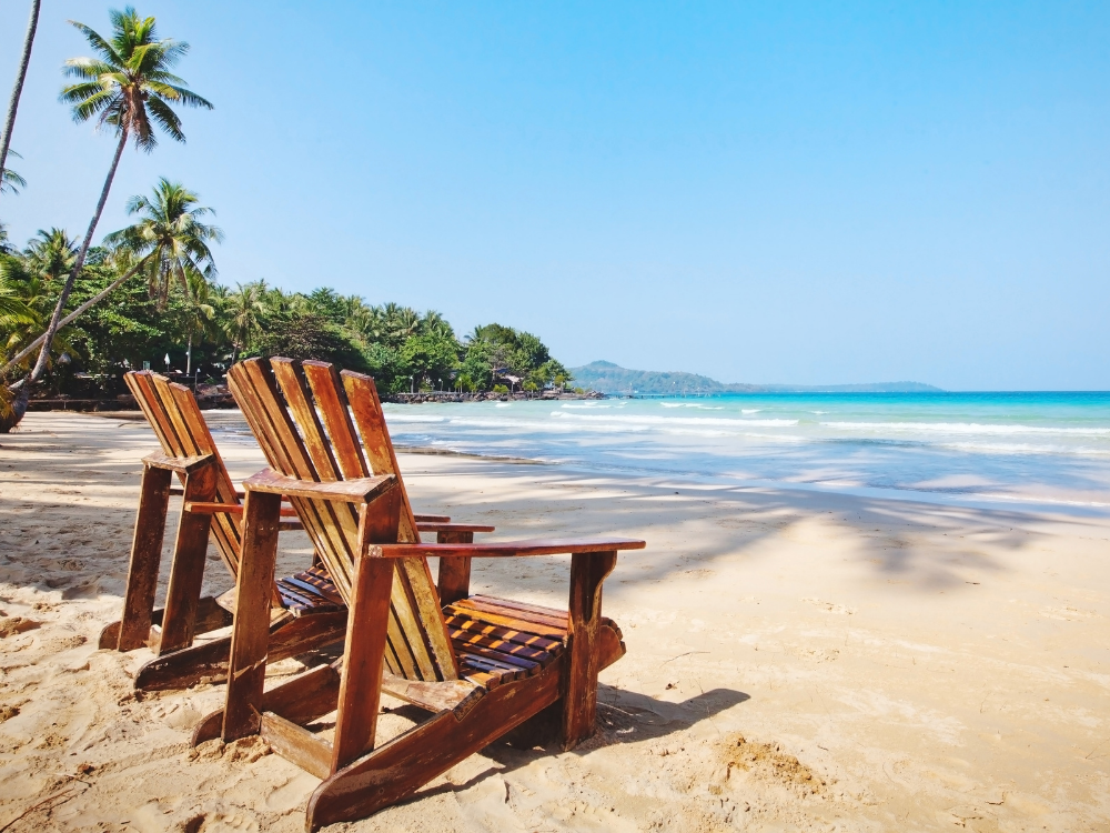 beach with chairs