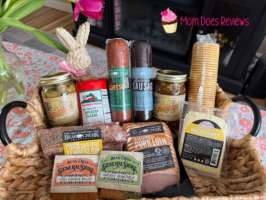 All of Bear Creek Smokehouse charcuterie products in a basket