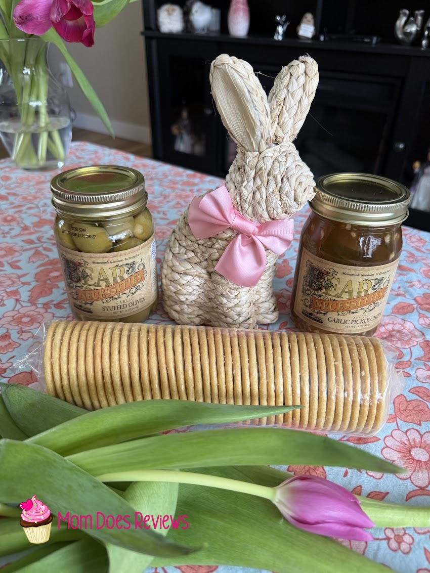 Bear Creek pickles, olives and crackers in packaging