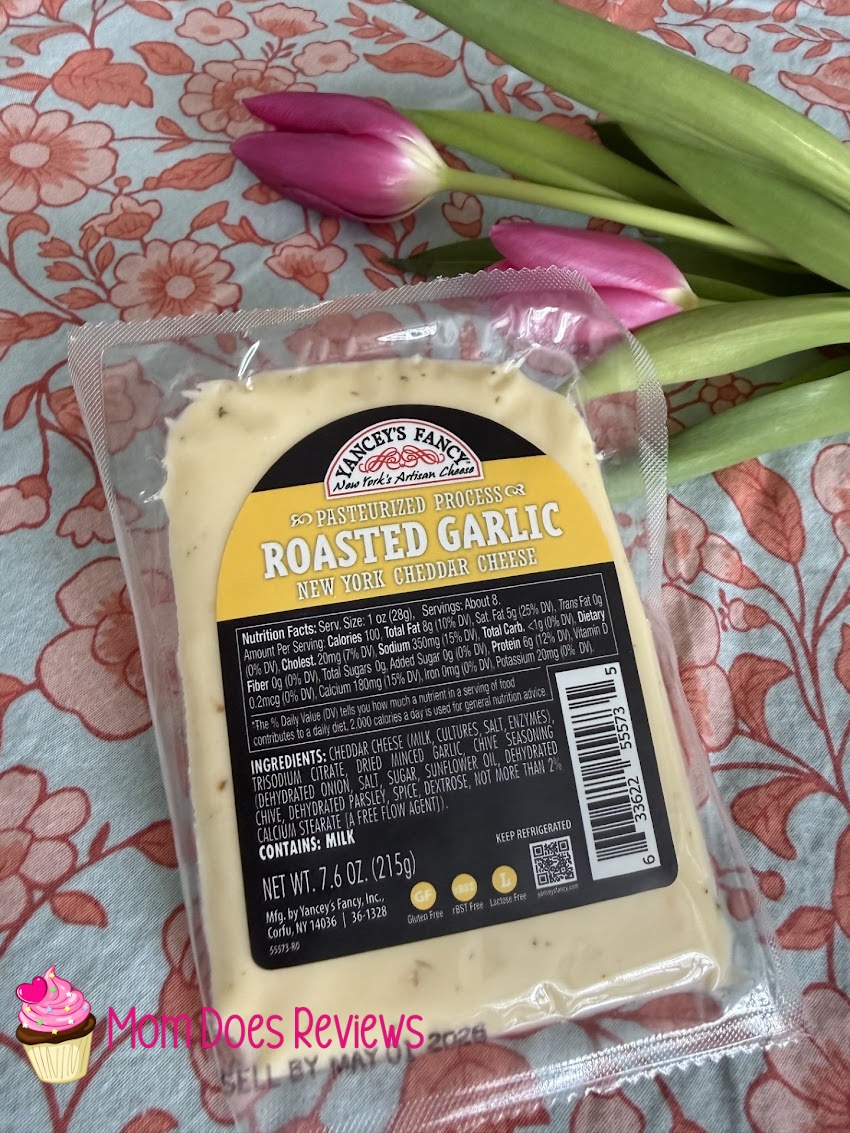 Yanzey's Fancy roasted garlic cheddar cheese in wrapper