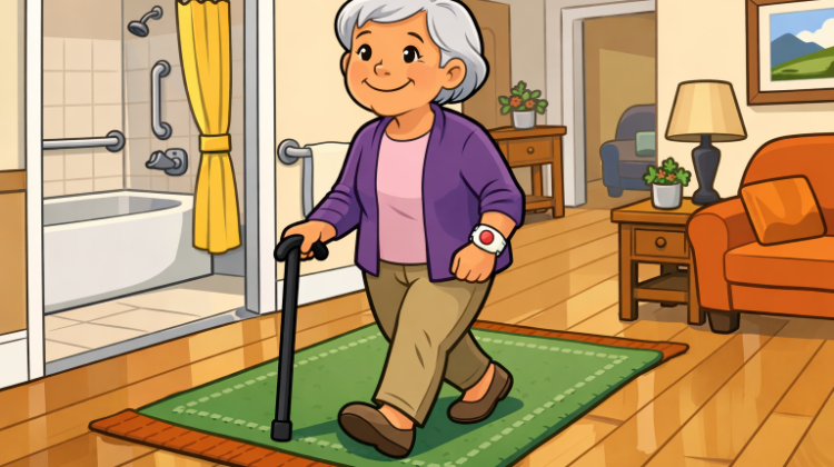 elderly woman walking
