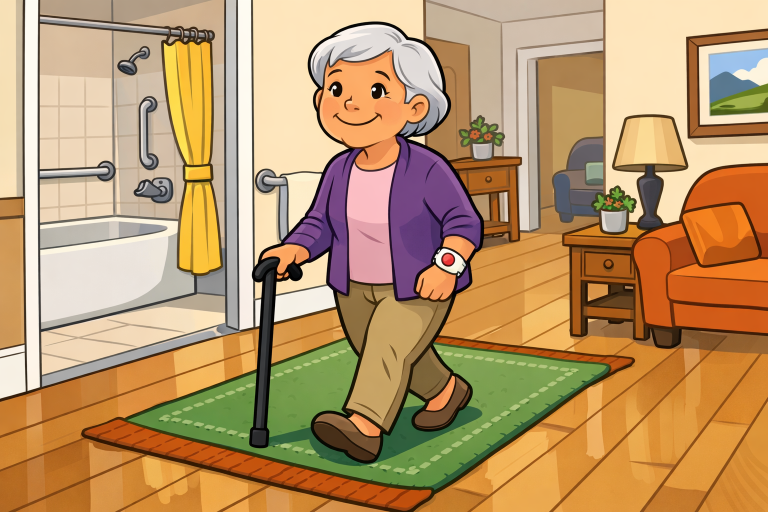 elderly woman walking aging in place