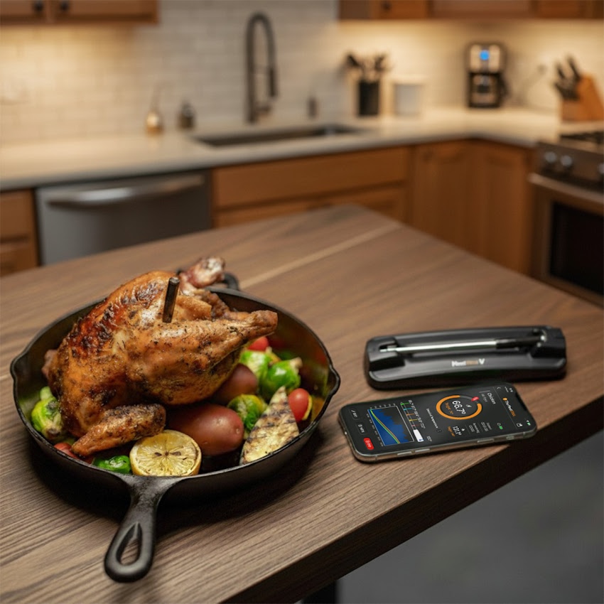 MeatStick V in a roasted chicken