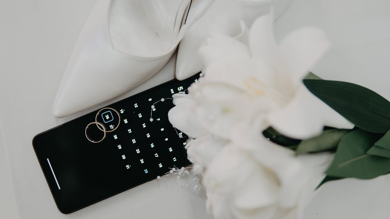 wedding setup with calendar