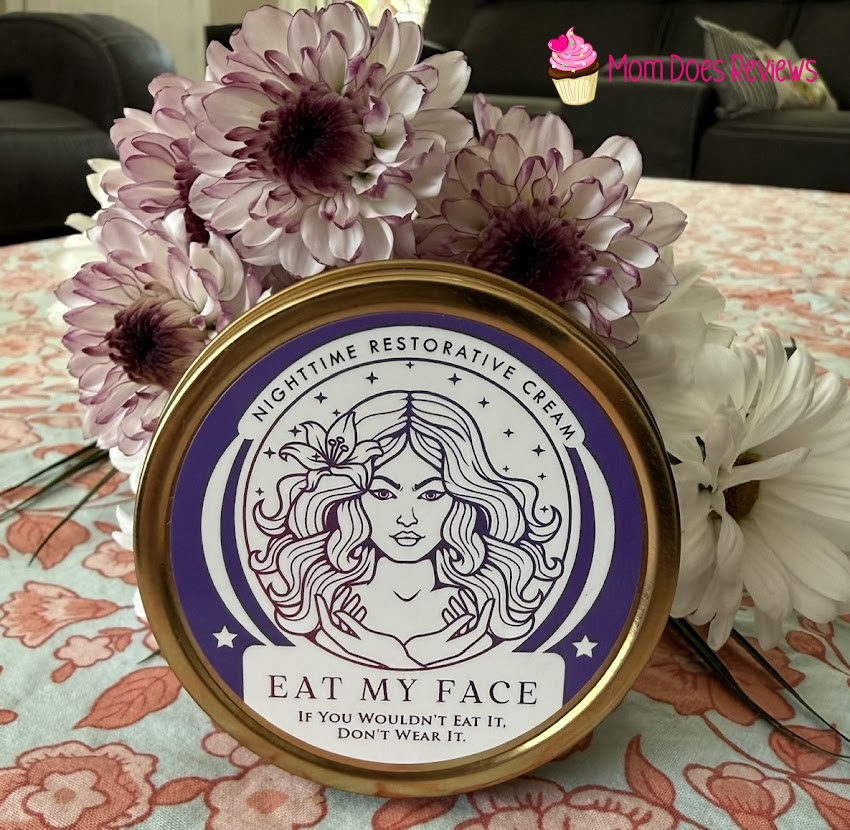 Eat My Face Nighttime Restorative Cream with flowers