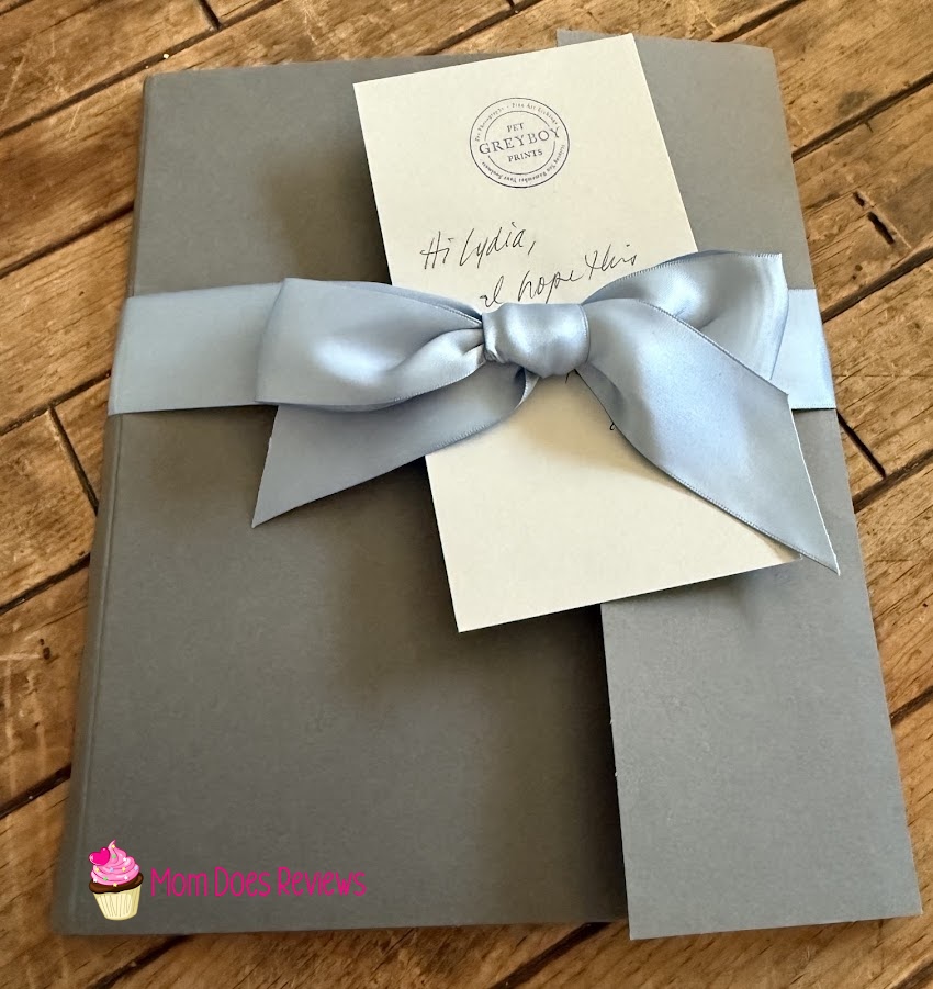 Greyboy Pet Prints packaging with ribbon