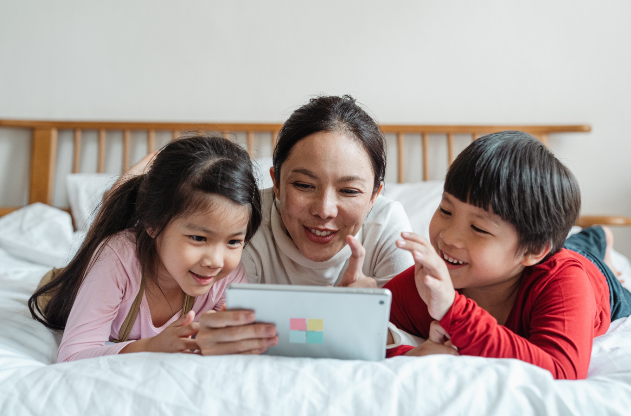 family with tablet