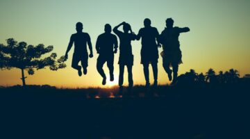 happy people jumping
