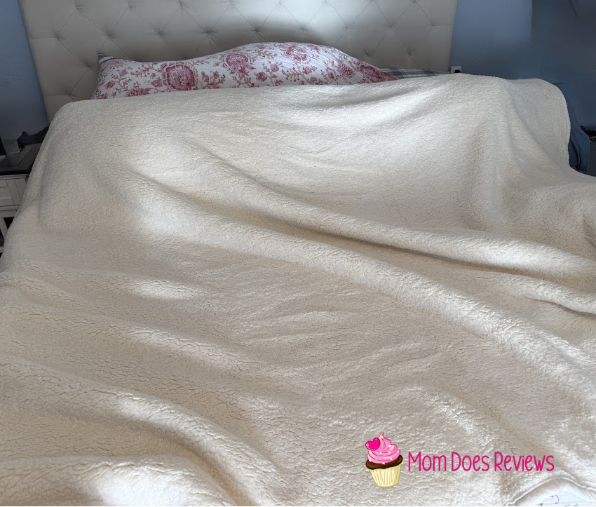 Heat Holders Super Plush blanket open on the bed