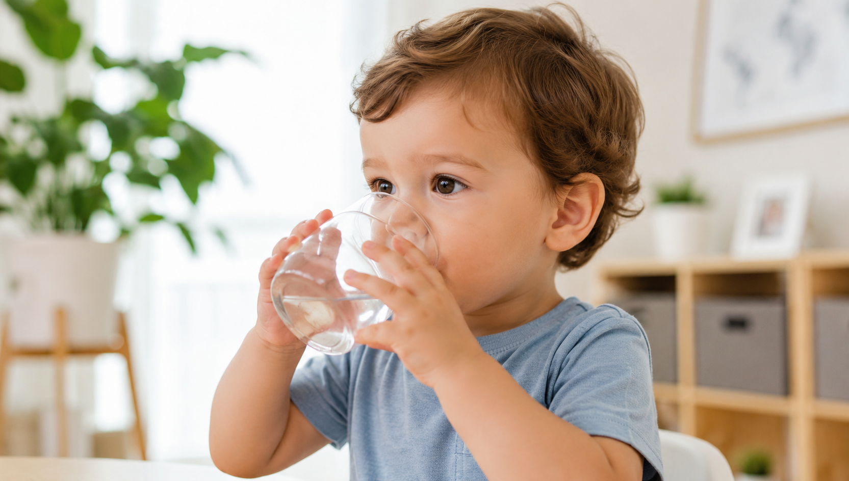 toddler sipping water