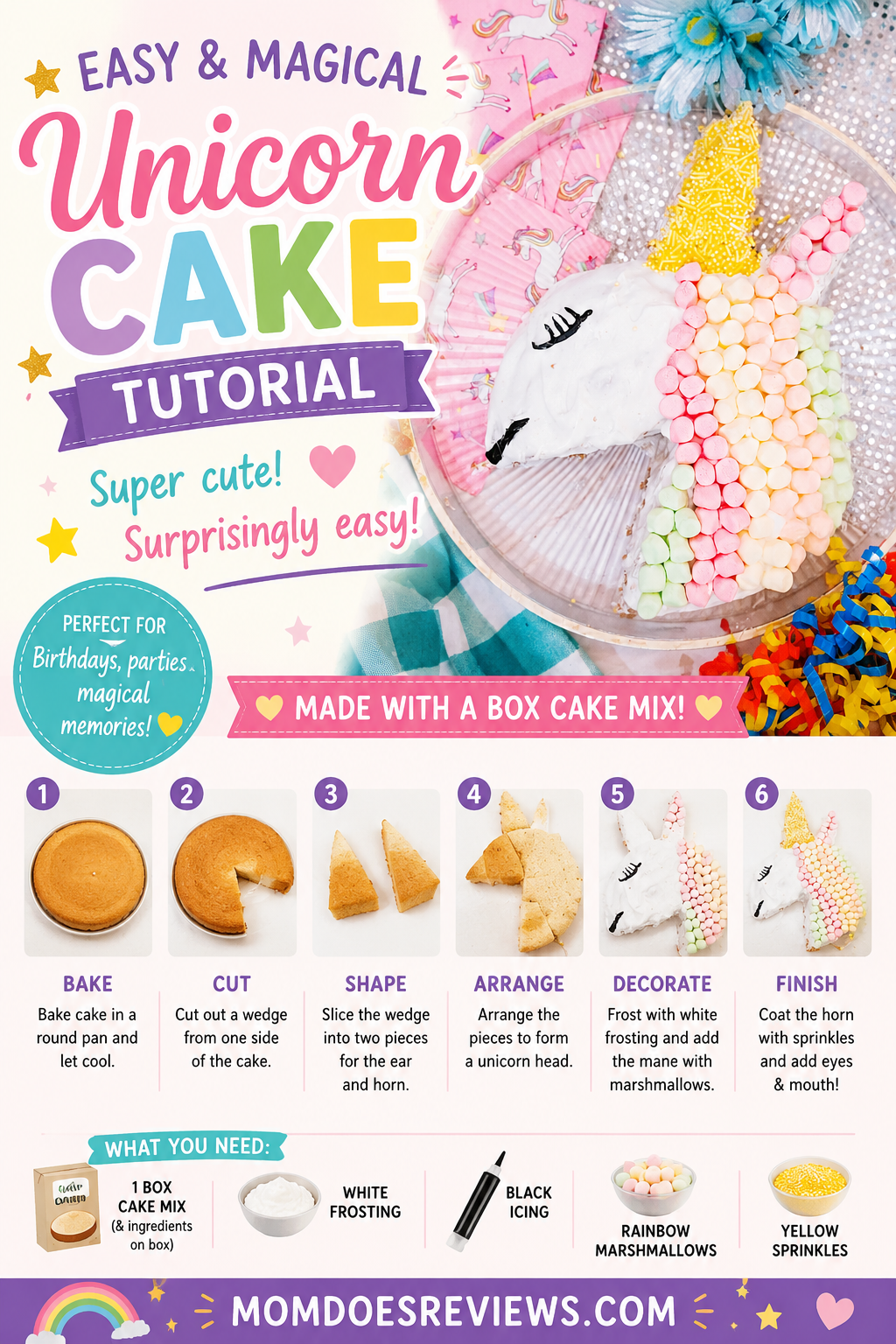 Easy magical unicorn cake tutorial
