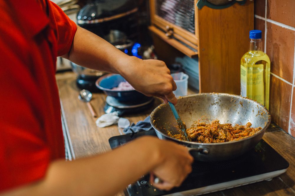 cooking in a pan