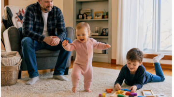 family playing inside