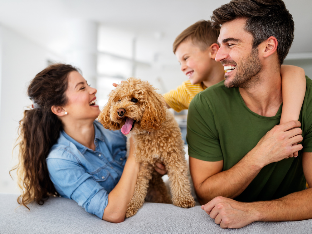 family with puppy