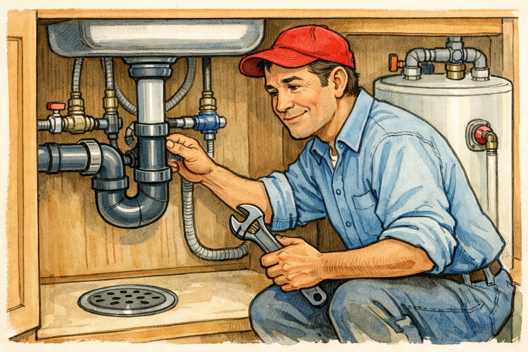 plumber under sink