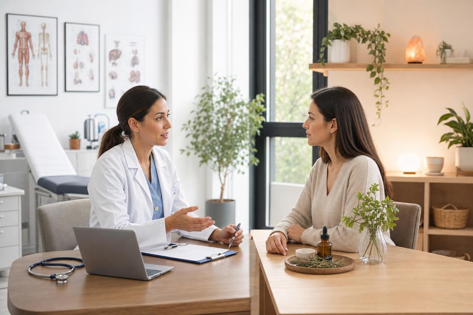 sitting with doctor