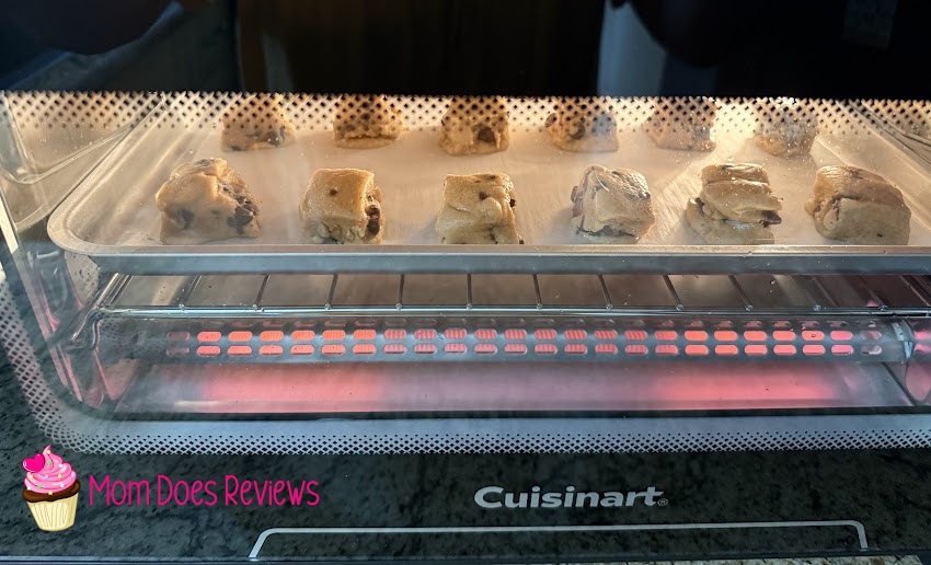 Cookies baking inside of Cuisinart 10-in-1 toaster oven
