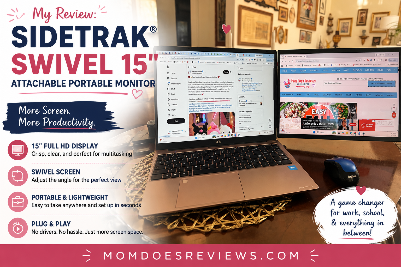SideTrak® Swivel 15" Attachable Portable Monitor