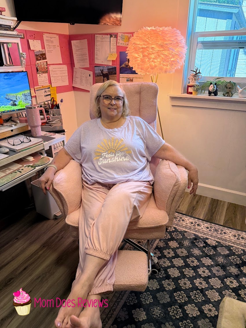 Homrelaxa chair with the flip up foot rest open