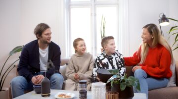 family sitting around table