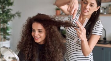 lady getting haircut