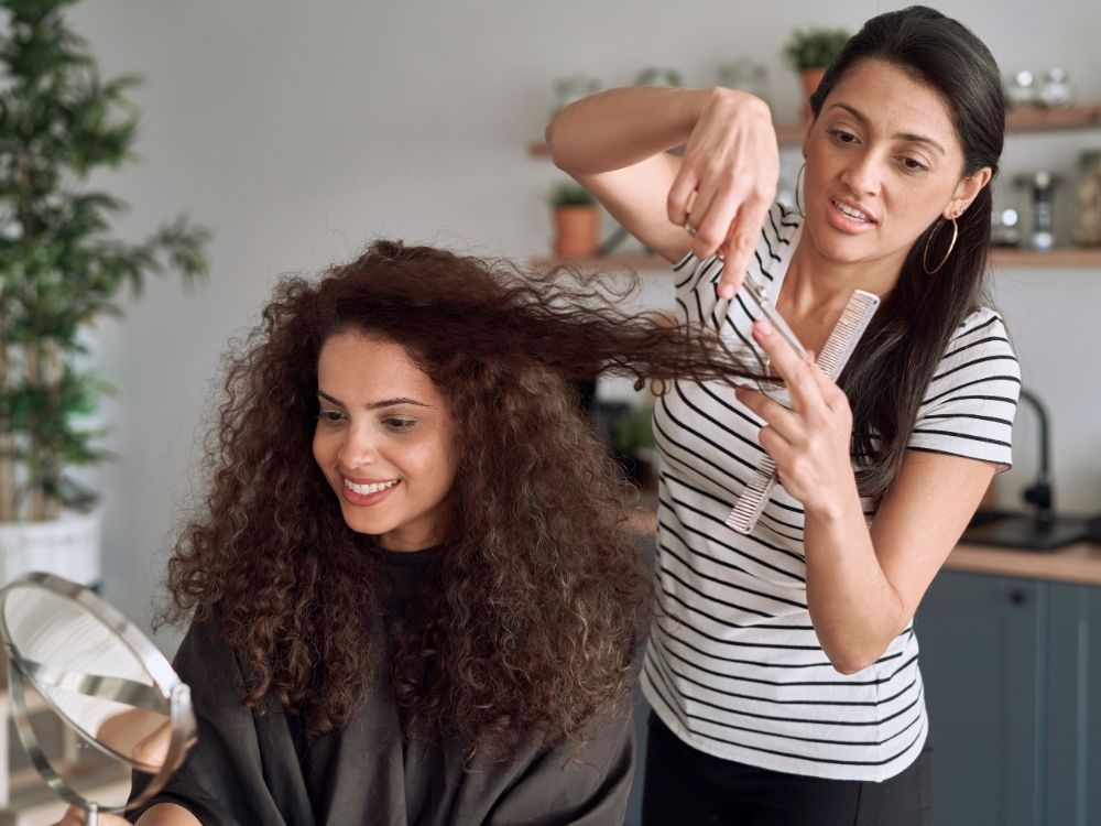 lady getting haircut