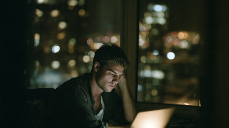 man at laptop with burnout