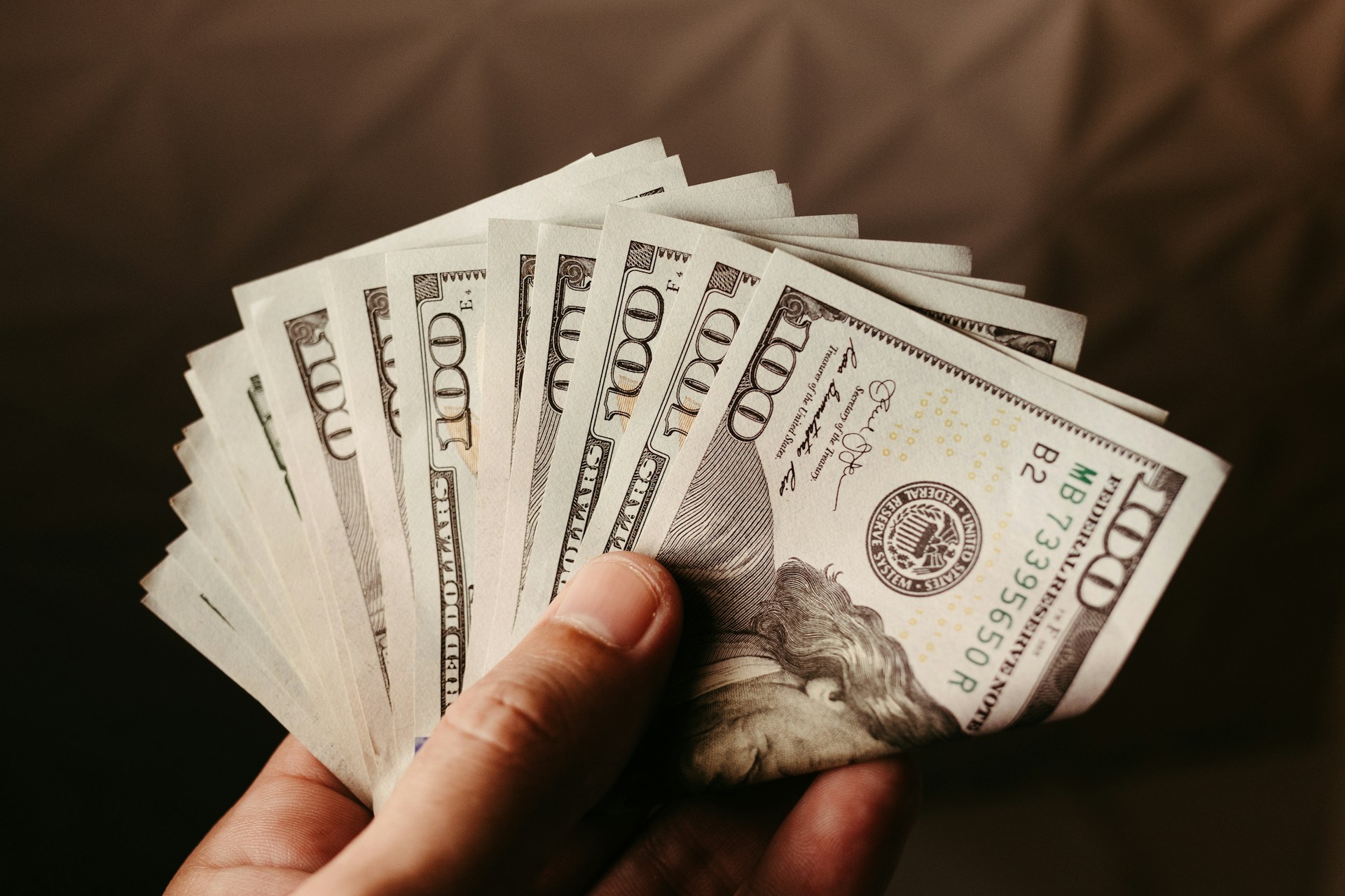 person holding money