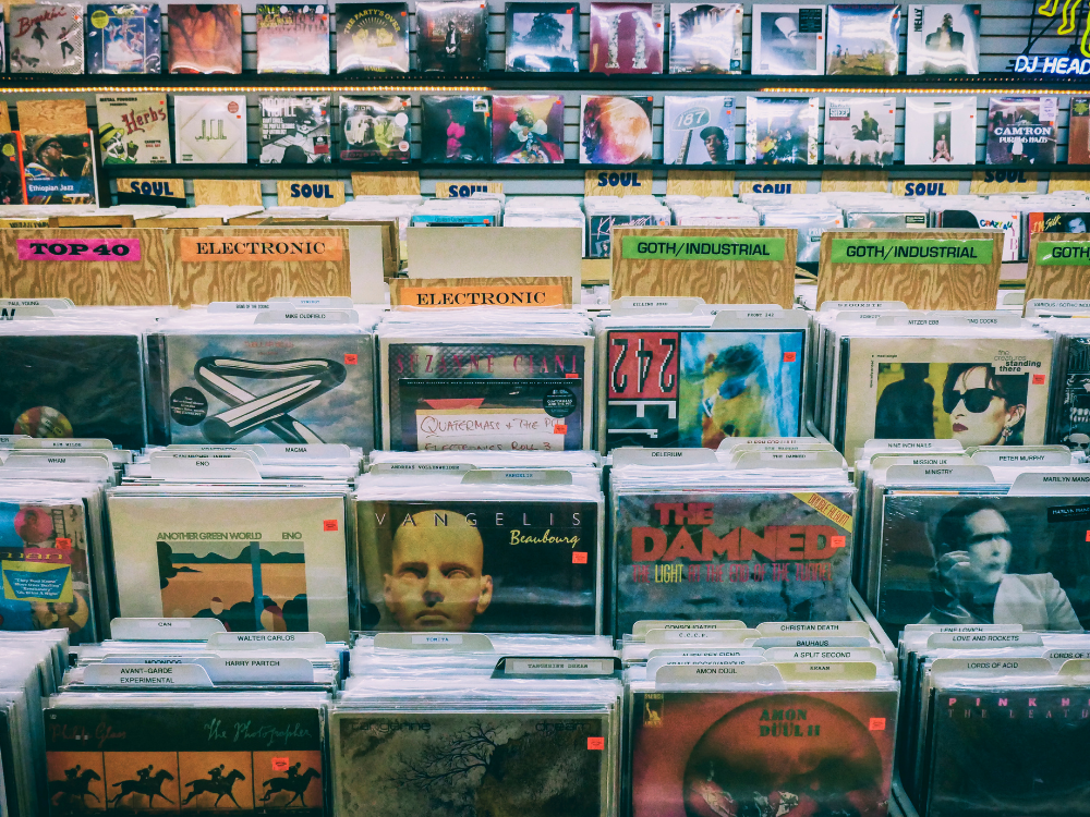 Vinyl records in the music store