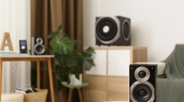 Modern Powerful Audio Speaker System in Bright Room