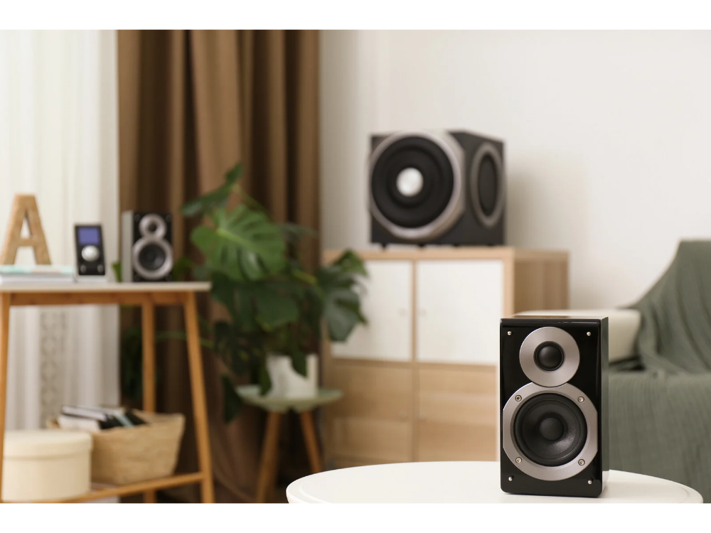 Modern Powerful Audio Speaker System in Bright Room