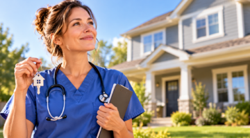 Nurse holding new home keys