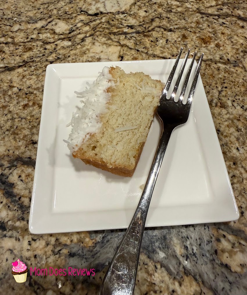 Sunnyvale Farms coconut cake slice on a plate