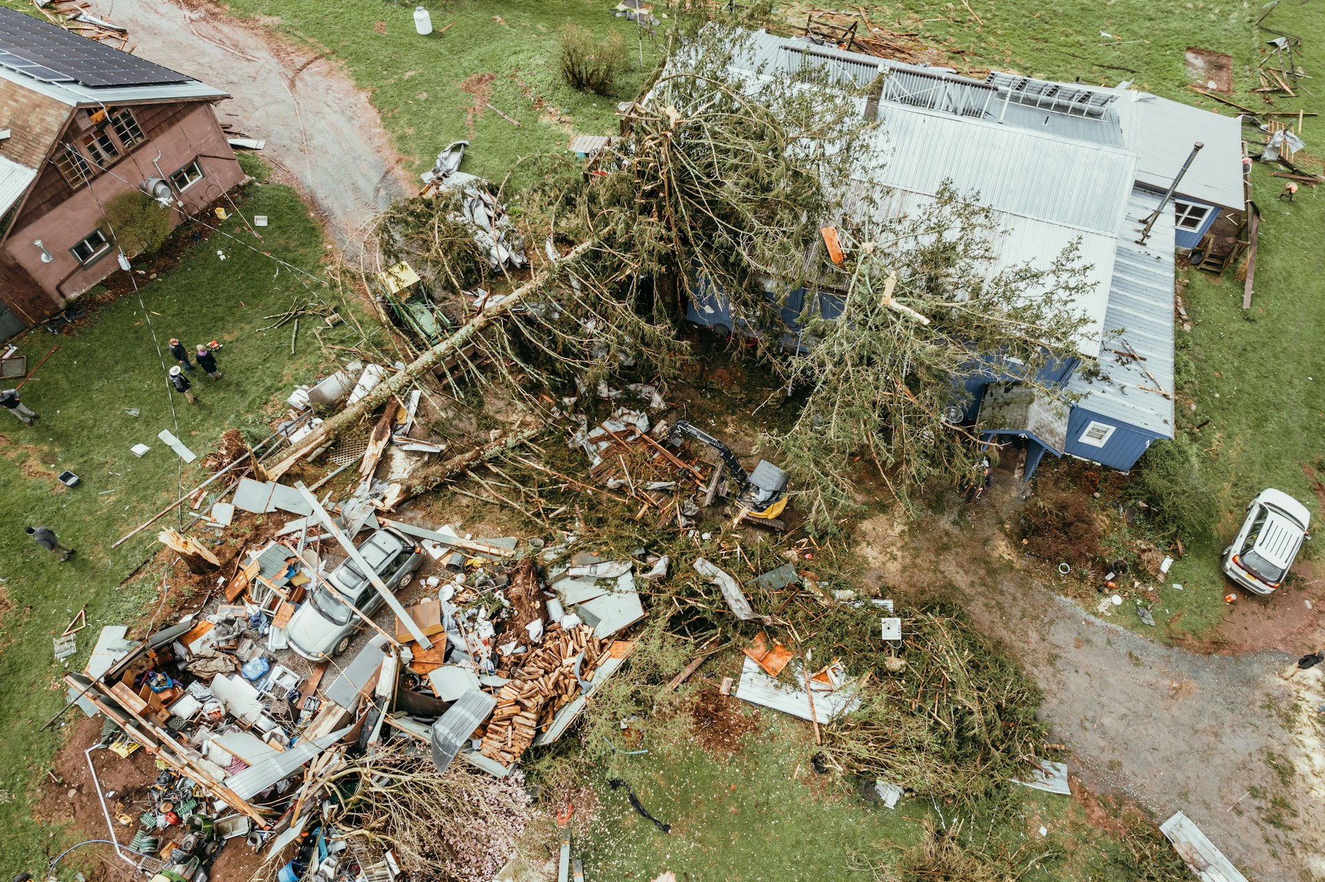aerial view of house destroyed