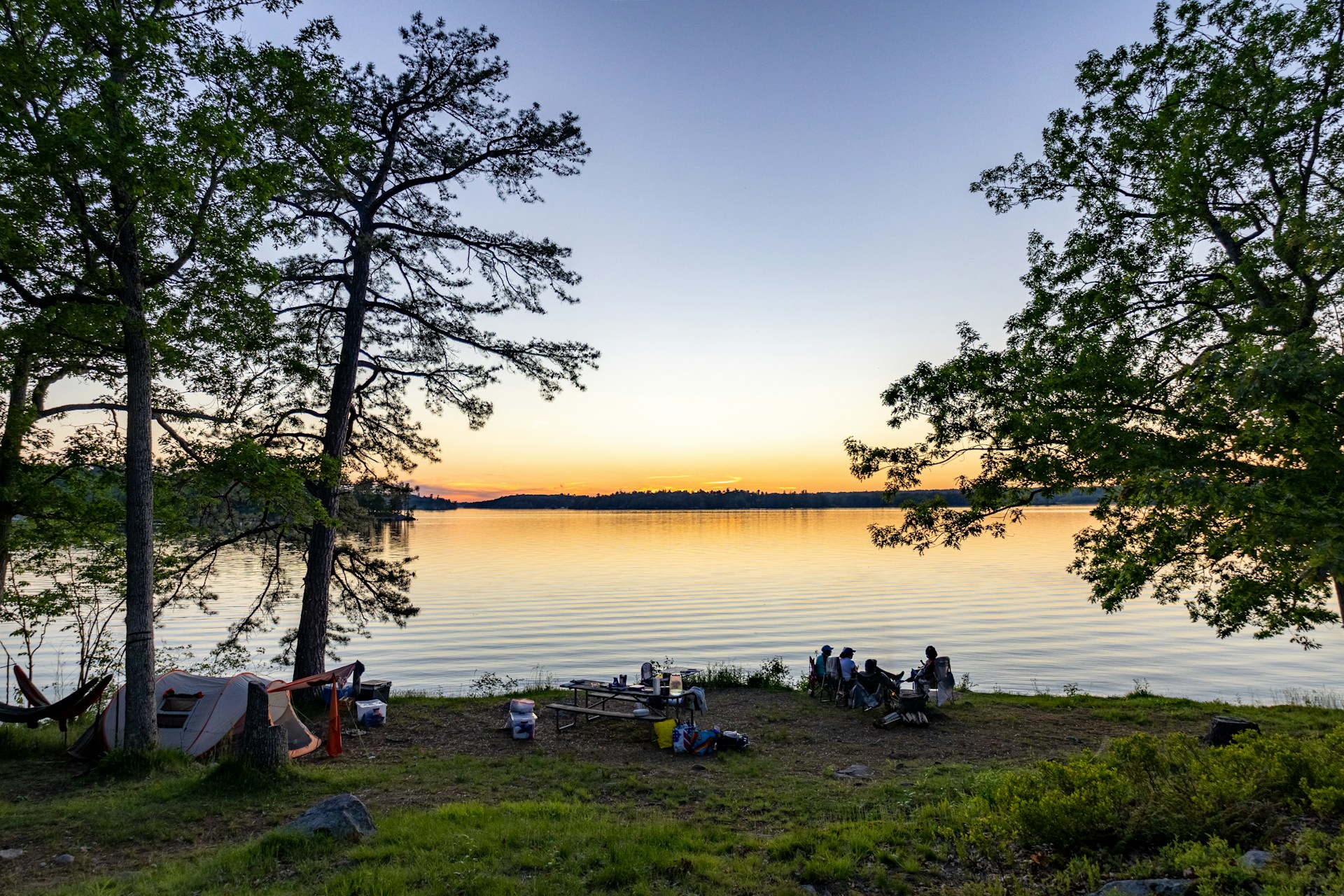 camping by lake