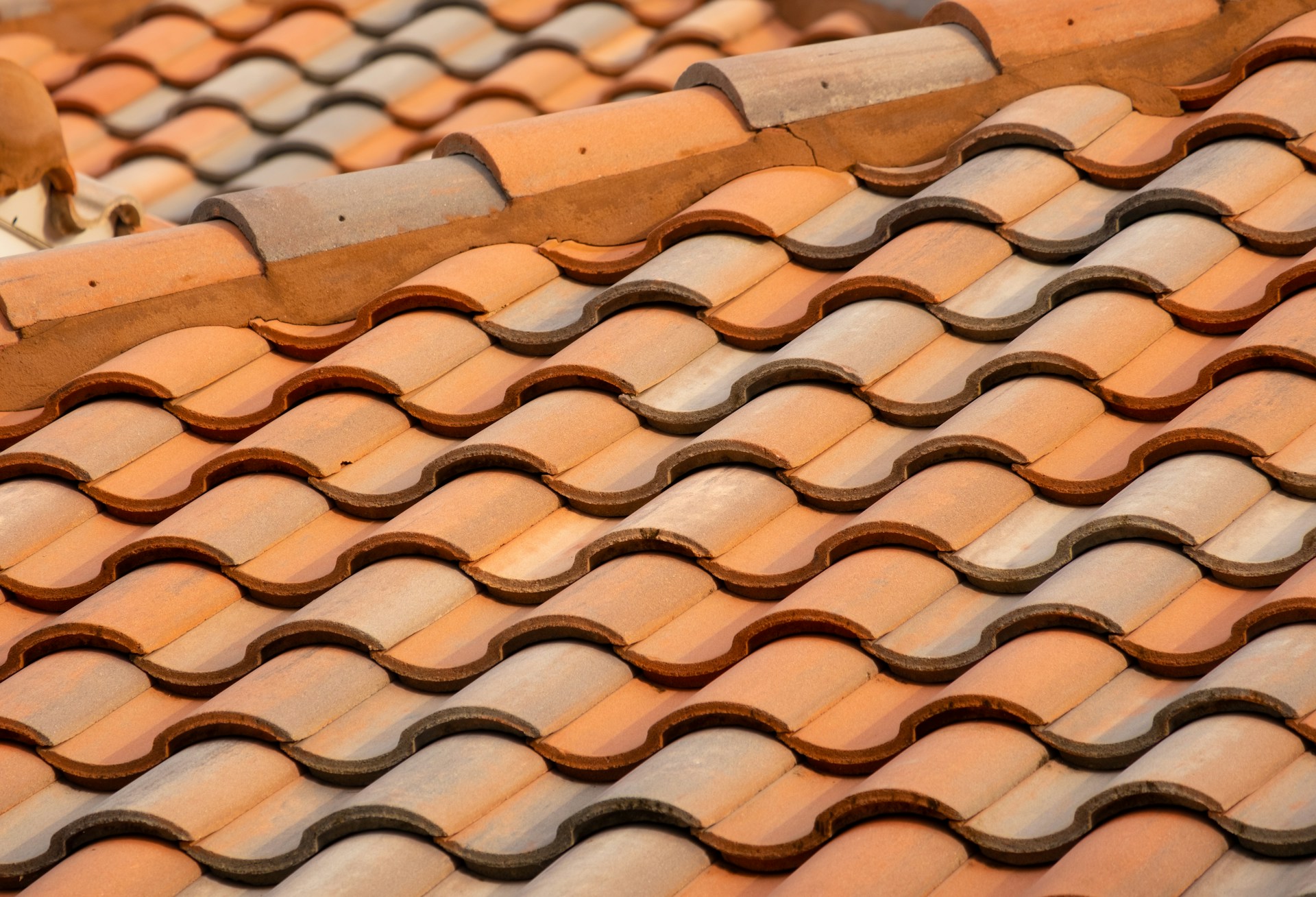 close up of brown roof tiles