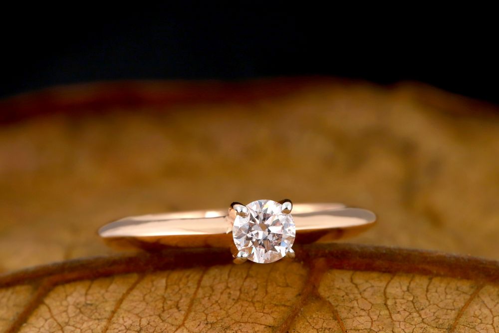 diamond ring on leaf