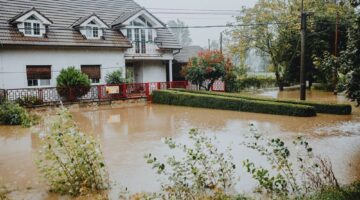 flooded suburban house