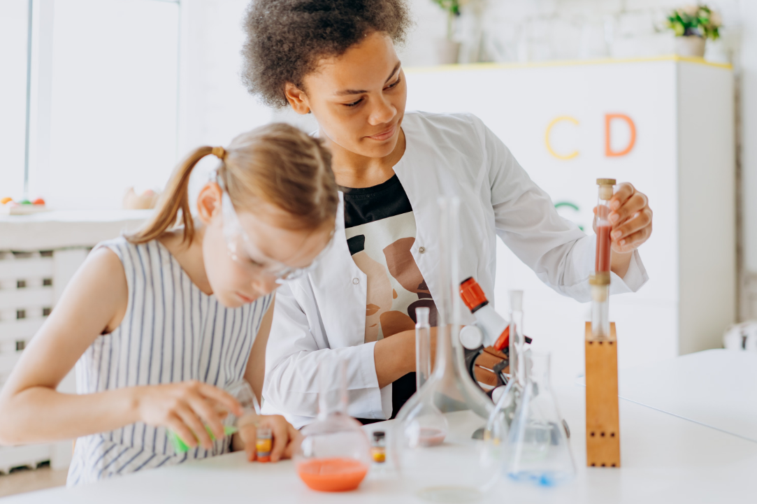 girls doing STEM projects
