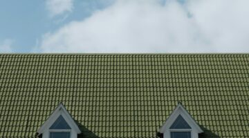 green wooden house roof