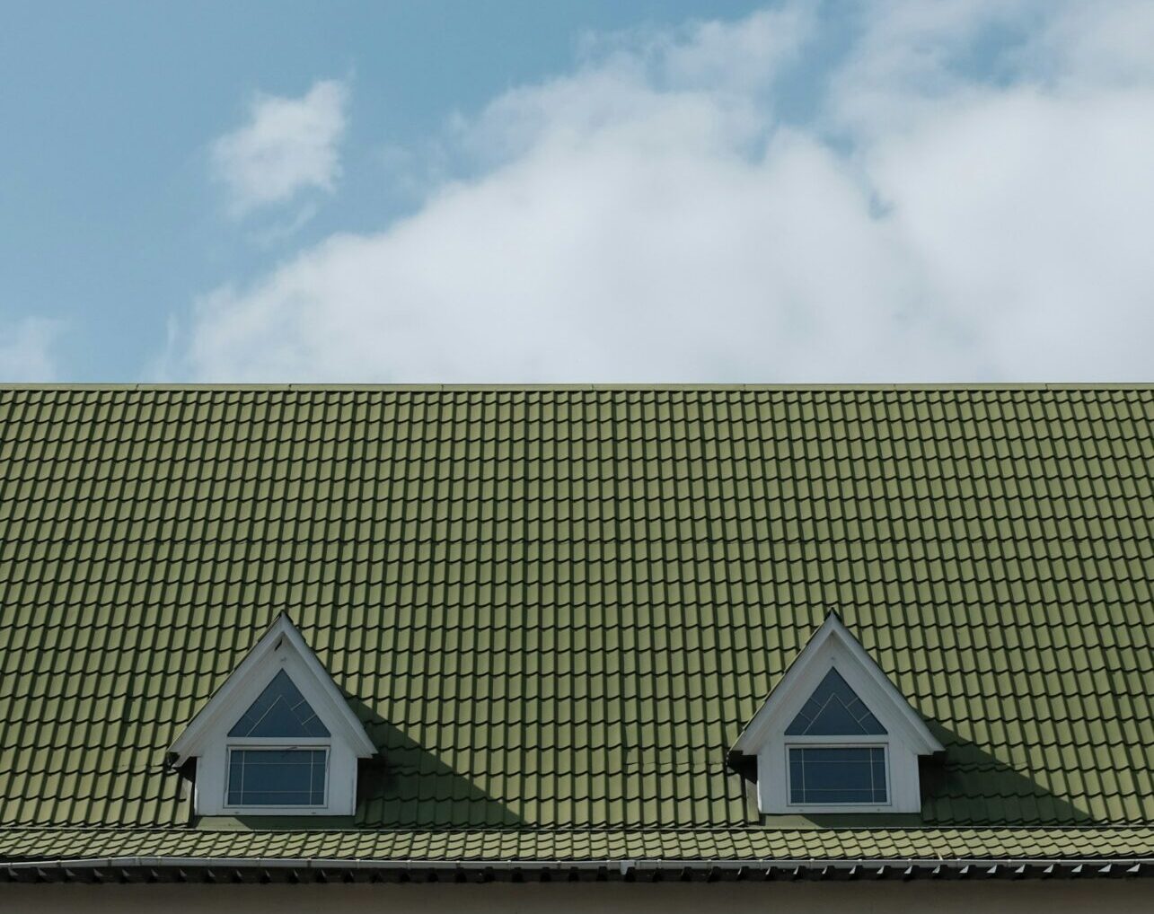 green wooden house roof