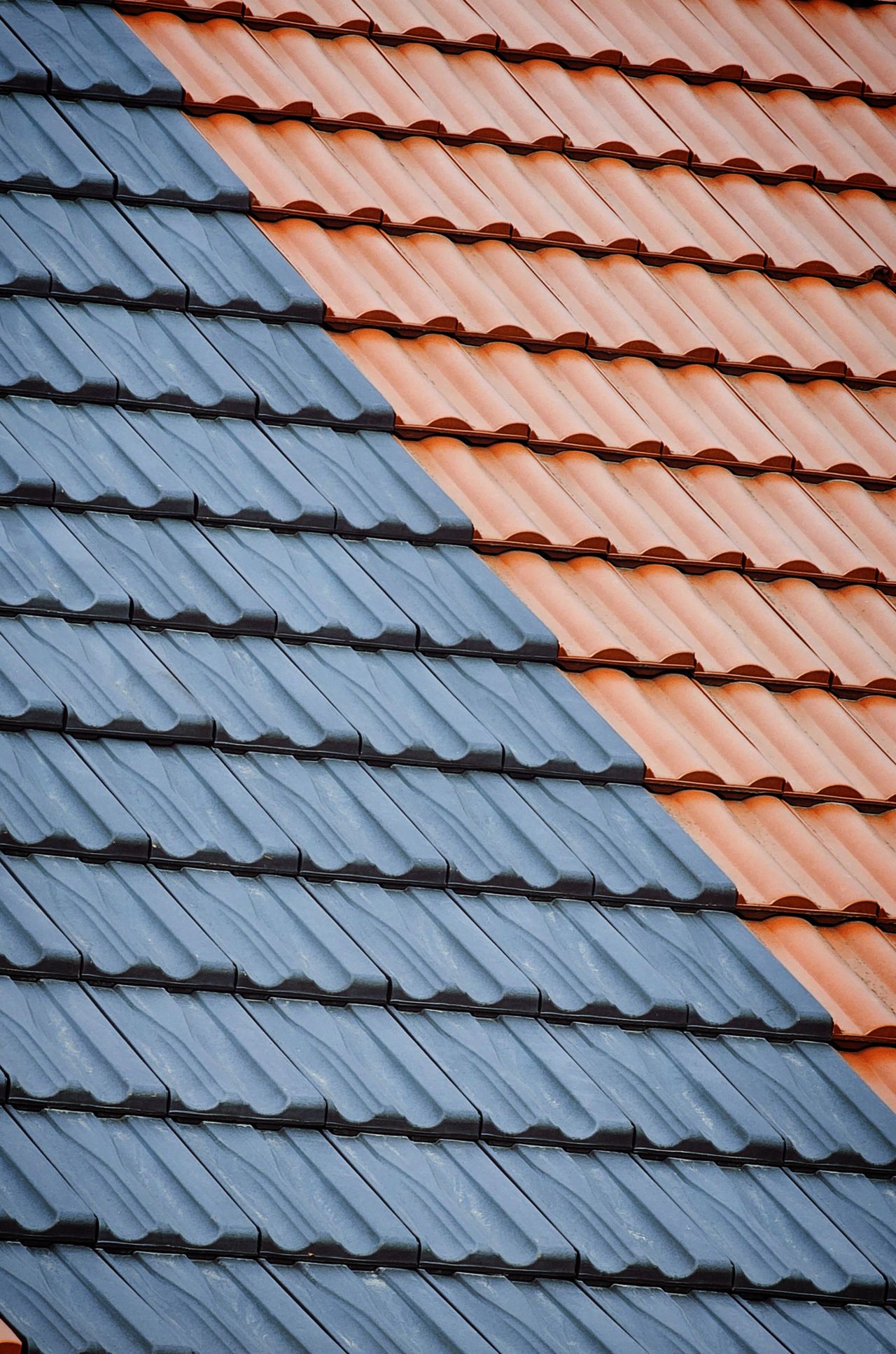 orange and blue tiled roof