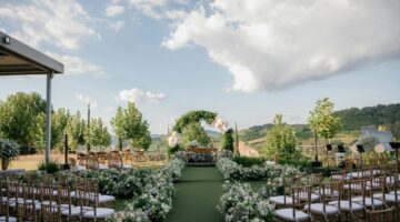 outdoor wedding with chairs set up