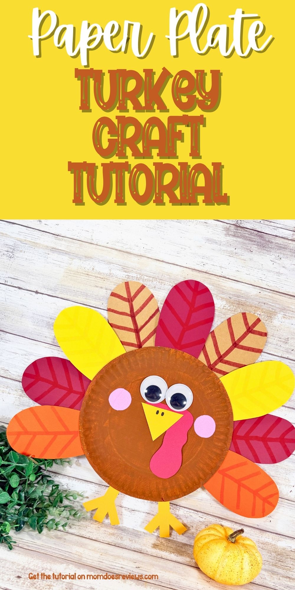 Paper plate turkey craft pin