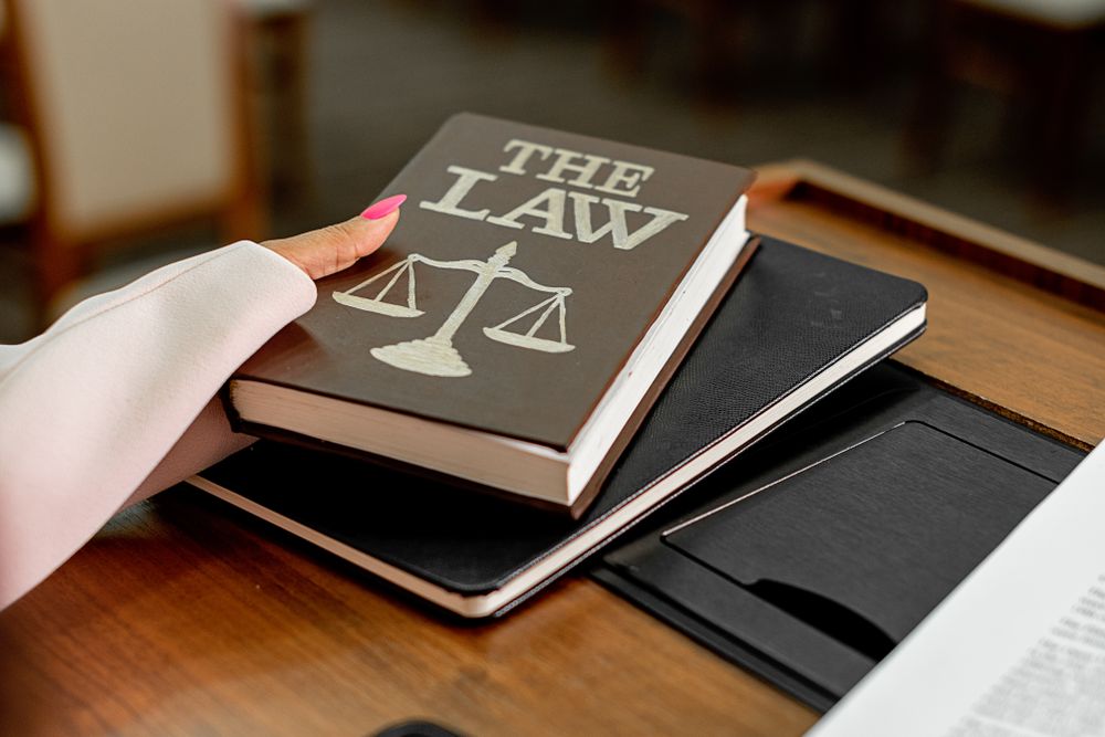 person holding a law book
