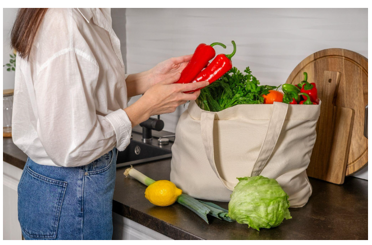 shopping bag of vegetables