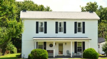 white house with black shutters