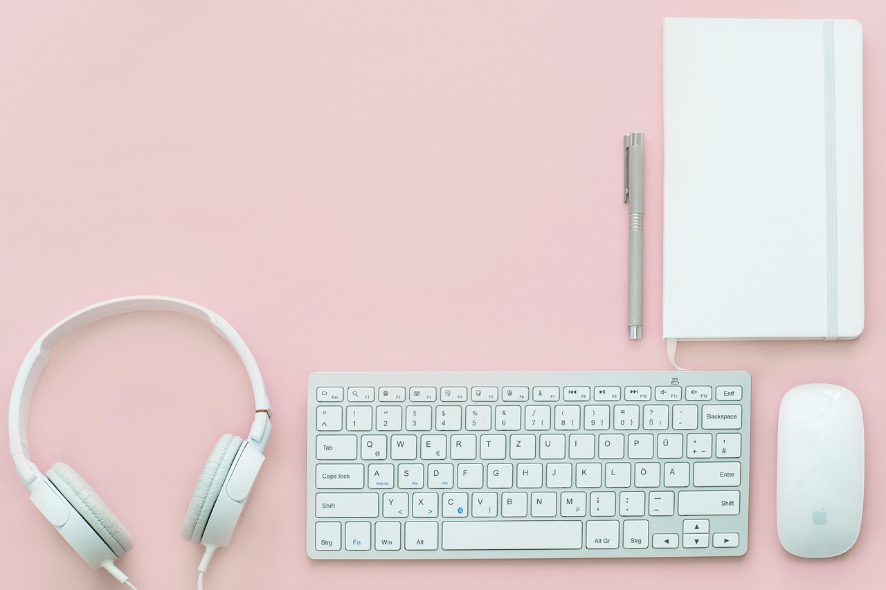 workplace office desk with keyboard